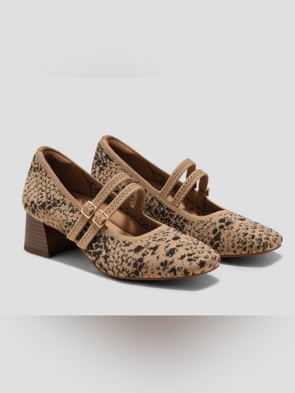 Vivaia Melody Pro Mary Jane Heels Arch Support Knit Comfort Snake Print 10